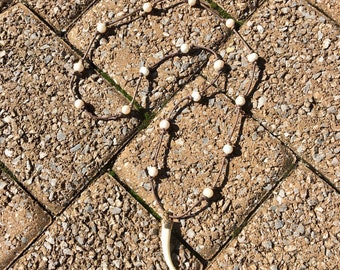 White Horn Pendant w Sea Pearls Necklace