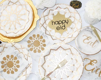Happy Eid Marble Paper Plates And Napkins Happy Eid Marble Paper Plates And Napkins