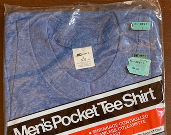 Vintage 1982 - Kmart Men's Pocket Tee Shirt - Sealed -Size S - 50/50