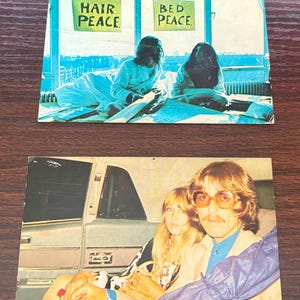 Vintage - Beatles 1969 -JJK-Copy Art - NYC -George Harrison - John Lennon - YoKo - PostCardsx2