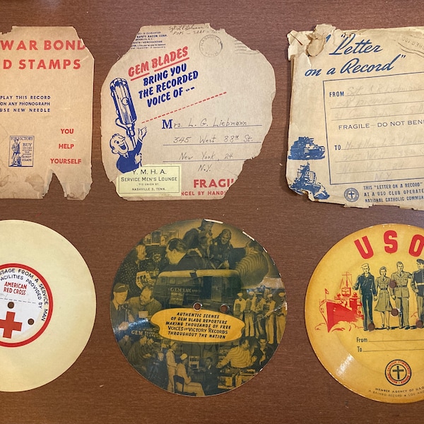 Vintage- World War -7"Message From A Service Man - Records- Buy Stamps-SHO x3