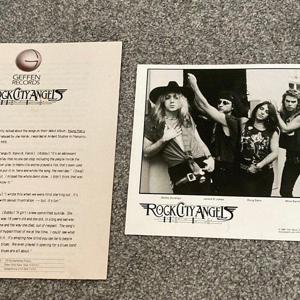 Vintage - Rock City Angels - 1987 - Bio Press Kit and 8 x 10 - Band Photo