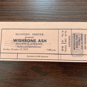 Vintage Wishbone Ash 1972 David Peel Konzertkarte - Original