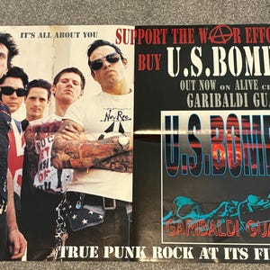 Vintage -U.S. BOMBS -Punk Rock Poster -Garibaldi Guard- Alive Records