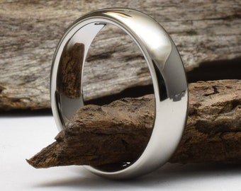 Titanium band with a polished finish and domed shape, d shape ring, mens titanium wedding rings, mens titanium wedding band men, bague homme