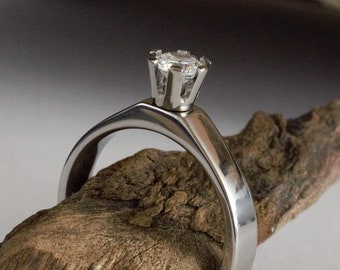 Titanium solitaire ring, Titanium engagement ring with stone, hypoallergenic engagement ring