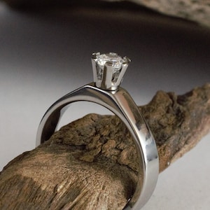 Titanium solitaire ring, Titanium engagement ring with stone, hypoallergenic engagement ring