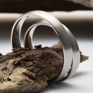 Titan Ehering Set, Titan Ring Set, Titan Verlobungsringe mit gebürstetem Finish, leichte Ringe, bauge homme
