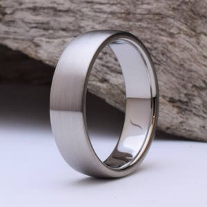 Titanium ring with a domed shape and brushed finish, mens titanium wedding rings men, titanium ring mens, mens titanium wedding band mens image 3