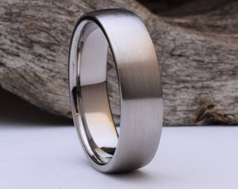 Bague en titane avec une forme bombée et une finition brossée, bagues de mariage en titane pour homme, bague en titane pour homme, alliance en titane pour homme