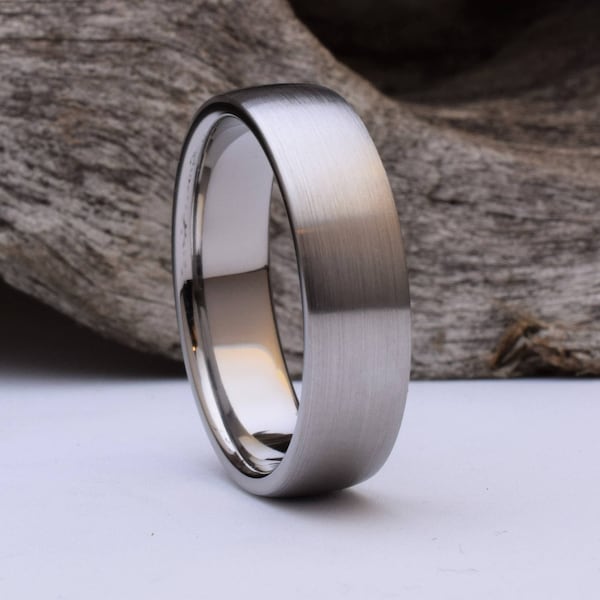 Titanium ring with a domed shape and brushed finish, mens titanium wedding rings men, titanium ring mens, mens titanium wedding band mens