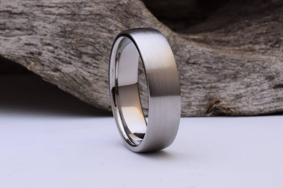 Titanium ring with a domed shape and brushed finish, mens titanium wedding rings men, titanium ring mens, mens titanium wedding band mens