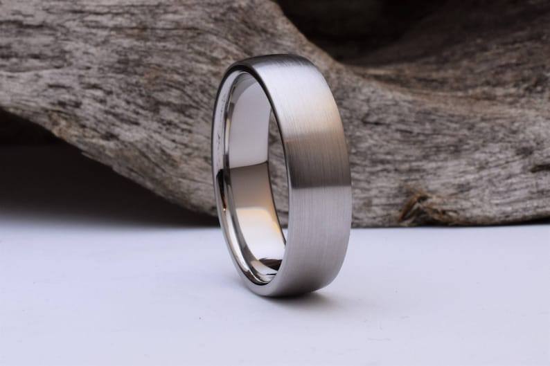 Titanium ring with a domed shape and brushed finish, mens titanium wedding rings men, titanium ring mens, mens titanium wedding band mens image 1