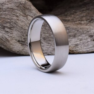 Titanium ring with a domed shape and brushed finish, mens titanium wedding rings men, titanium ring mens, mens titanium wedding band mens image 4