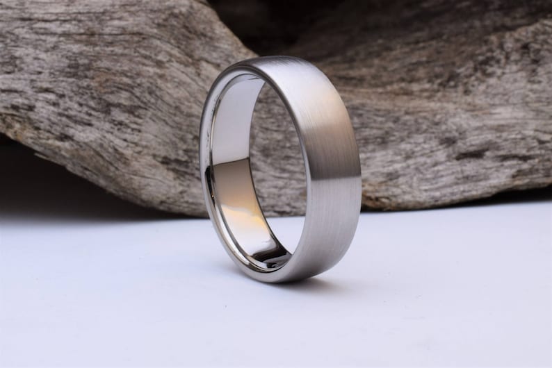 Titanium ring with a domed shape and brushed finish, mens titanium wedding rings men, titanium ring mens, mens titanium wedding band mens image 4