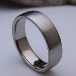 Titanium ring with a domed shape and brushed finish, mens titanium wedding rings men, titanium ring mens, mens titanium wedding band mens image 5