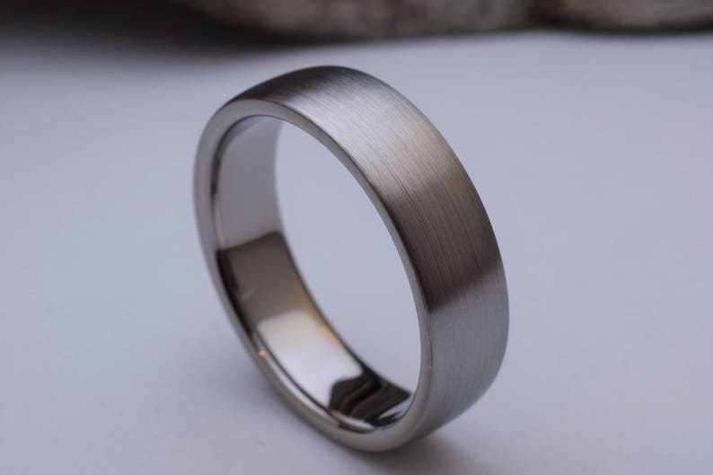 Titanium ring with a domed shape and brushed finish, mens titanium wedding rings men, titanium ring mens, mens titanium wedding band mens image 5