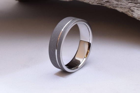 His wedding band, mens titanium wedding band, sandblasted wedding ring for him or her, Gents ring, unique titanium wedding band