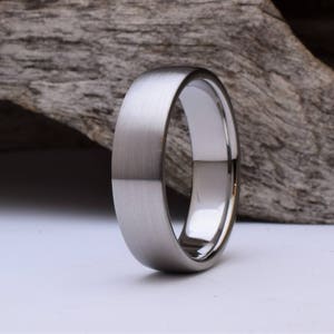 Titanium ring with a domed shape and brushed finish, mens titanium wedding rings men, titanium ring mens, mens titanium wedding band mens image 2