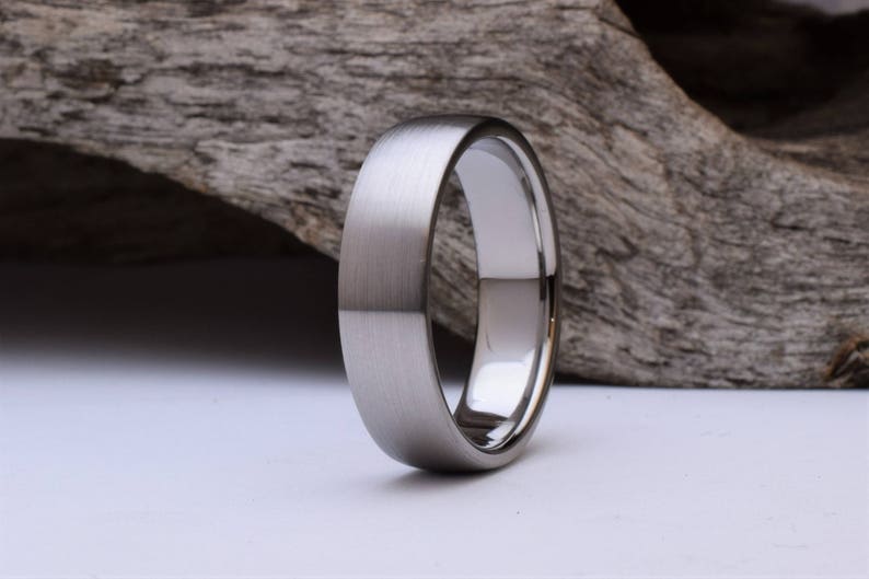 Titanium ring with a domed shape and brushed finish, mens titanium wedding rings men, titanium ring mens, mens titanium wedding band mens image 2