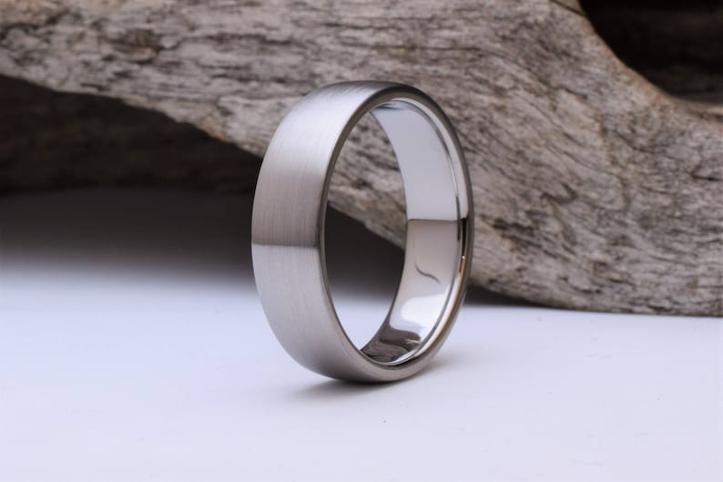 Titanium ring with a domed shape and brushed finish, mens titanium wedding rings men, titanium ring mens, mens titanium wedding band mens image 3