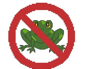 No Frogs Sign Counted Cross Stitch Pattern / Chart - NO FROGS ALLOWED  - Stitcher Protection Embroidery Design - Gift for Stitcher