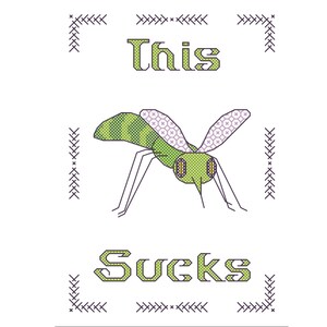 SUCKS MOSQUITO Kreuzstichmuster / Stickmuster - Blackwork Flügel