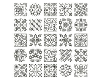 BLACKWORK TREASURY Counted Cross Stitch Pattern / Chart - Geometric Embroidery Design - Backstitch Needlework - 1 Inch Motifs