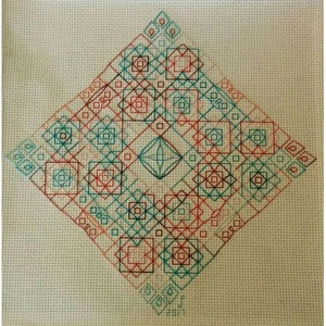 MIND BENDER Blackwork / Backstitch Pattern - Counted Cross Stitch Chart - Unique, Geometric, Embroidery Design - Try Variegated Floss
