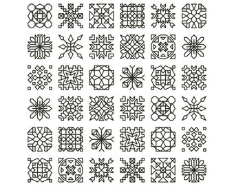 TINY TREASURES Counted Cross Stitch Pattern / Chart - Mini BLACKWORK Squares
