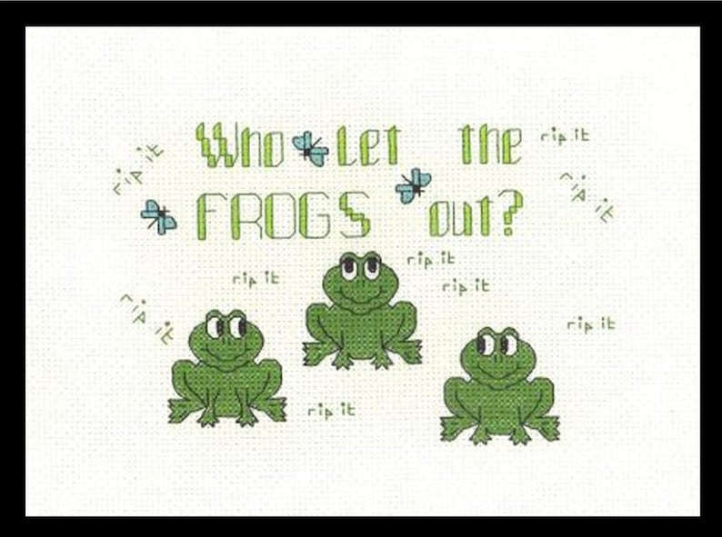 FROG Counted Cross Stitch Pattern / Chart Who Let the Frogs Out STITCHER'S LAMENT Cross Stitch Saying / Motto embroidery design image 1