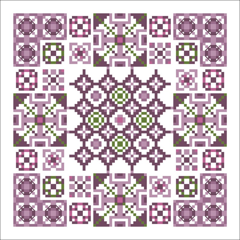 Quilt Squares Counted Cross Stitch Pattern / Chart ALL TO PIECES Modern