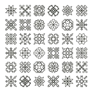 TINY TREASURES 2, Counted Cross Stitch Pattern / Chart -  Modern, Geometric, Motif Embroidery Design - Mini BLACKWORK / Backstitch Squares