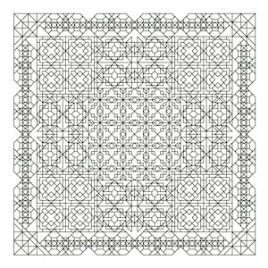 INTENSITY Counted Cross Stitch Pattern / Chart -  BLACKWORK / Backstitch Embroidery Design - Modern, Geometric Needlework
