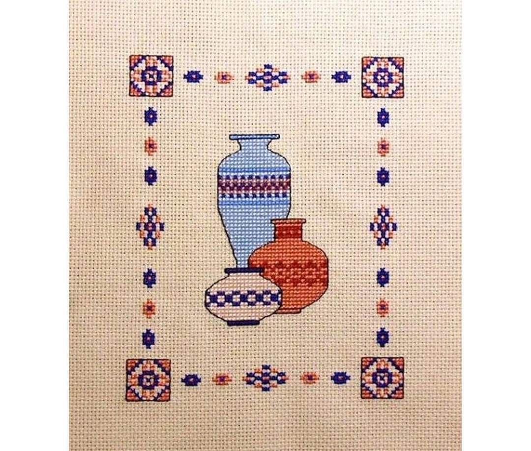 SOUTHWESTERN POTS Counted Cross Stitch Pattern / Chart Pottery / Large