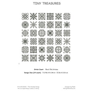 TINY TREASURES Counted Cross Stitch Pattern / Chart Mini BLACKWORK Squares / Motifs Modern, Geometric, Embroidery Design image 2