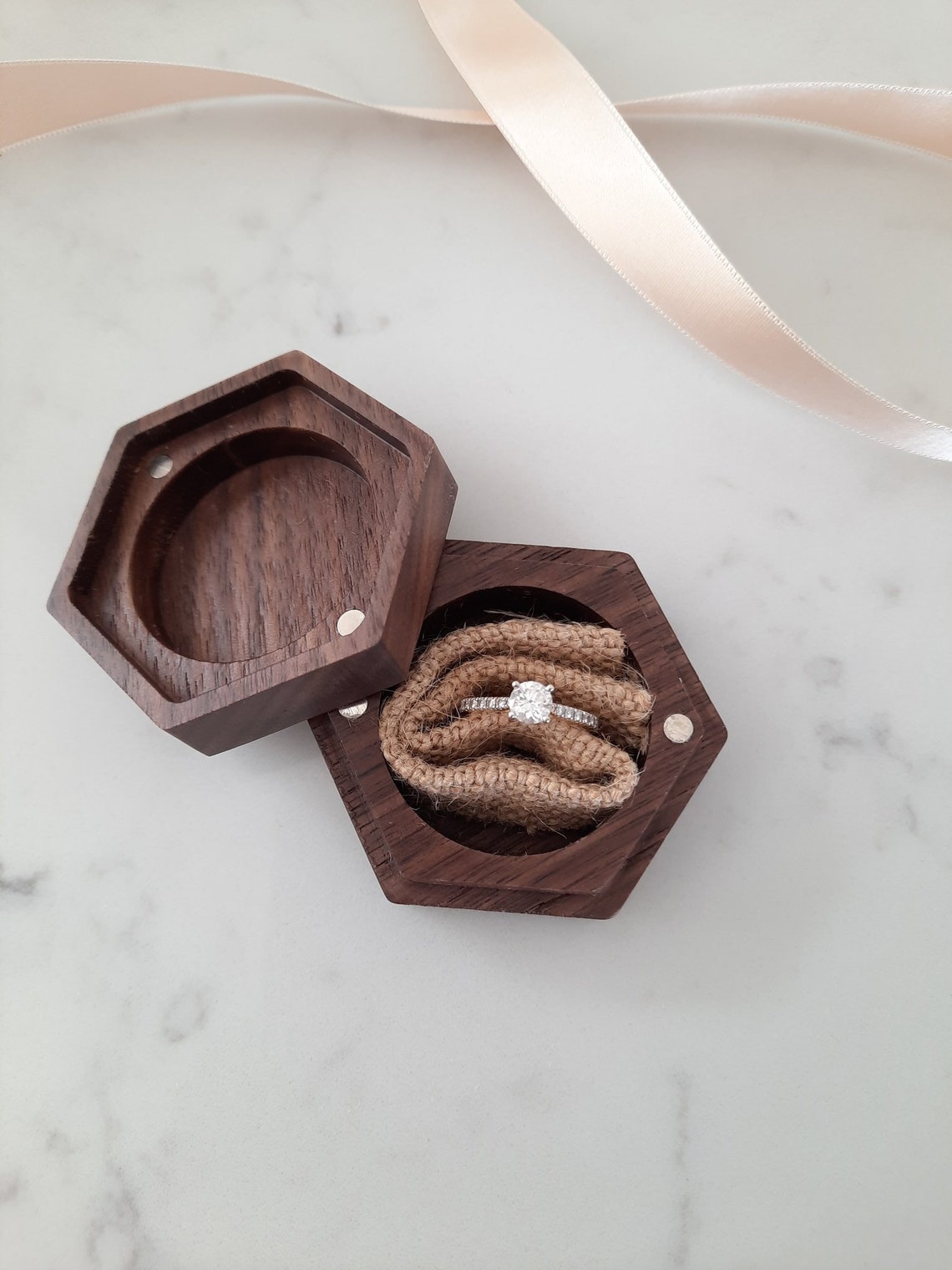 Walnut Wedding Ring Box We Do Personalised Etsy