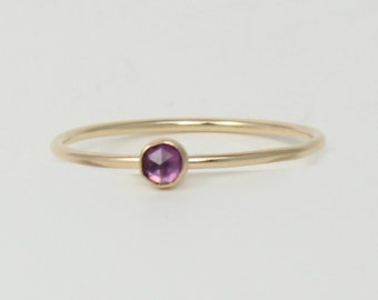 Amethyst ring | 3mm natural amethyst | Genuine amethyst ring | February birthstone | Super thin gold ring | Mothers ring | 14K gold filled