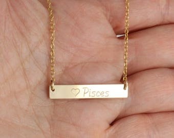 Personalized 14K Gold Filled Bar Necklace | Sterling silver necklace | Custom Name Bar | Gold Filled Bar Necklace | Bridesmaid Gold Necklace