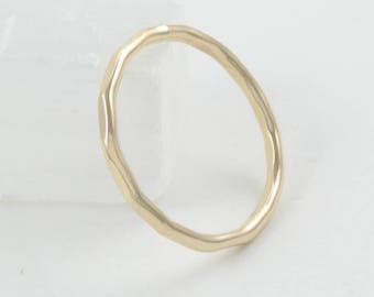 14K gold ring | 1.3mm gold filled ring | Gold faceted ring | Thin stacking ring gold | Dainty gold band | Gold Stackable ring | Gold band