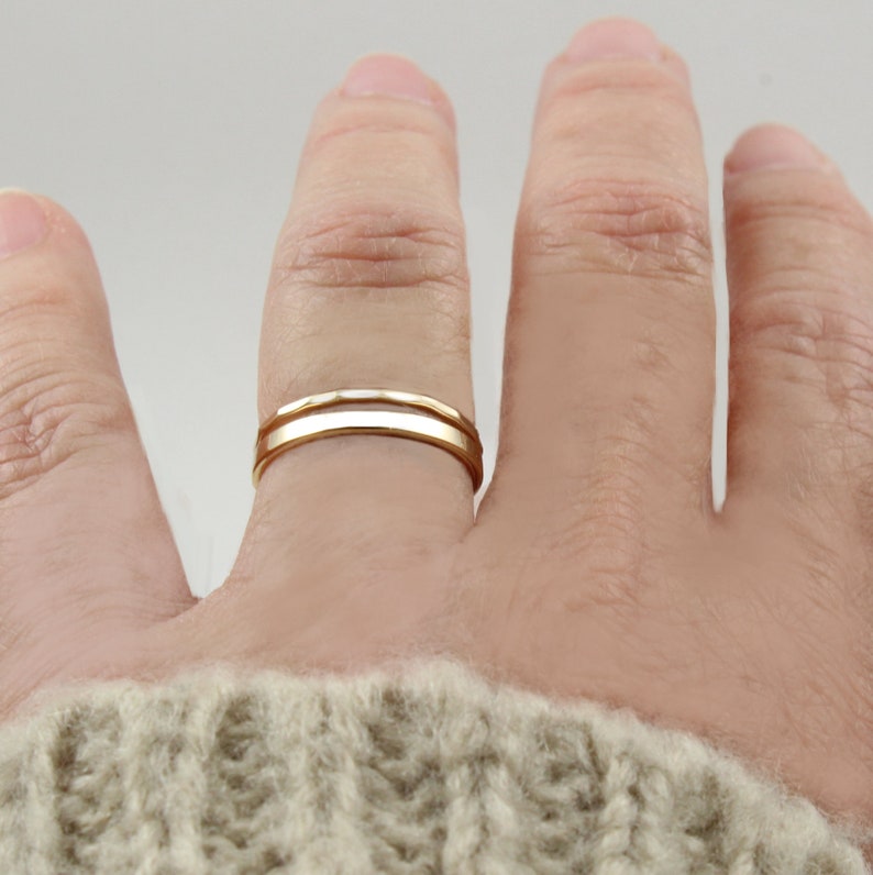 Minimal gold ring Gold ring set 2 gold filled rings Stacking rings Set of 2 gold rings Thin thick gold rings Simple gold ring