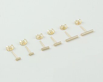 14K gold filled studs | Gold bar studs | 3mm 6mm 10mm studs | Dainty gold earrings | Small bar stud | Tiny gold stud | Line gold earrings