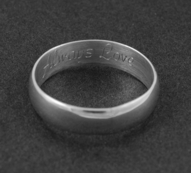 Brushed wedding ring Silver wedding band Engraved ring Personalized band Simple wedding ring Man wedding ring Woman wedding ring