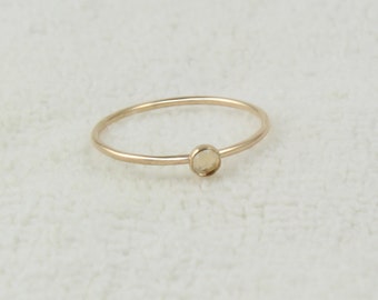 Gold white topaz ring | 3mm natural topaz gem | Genuine topaz gemstone  | Super thin gold ring | 14K gold filled | November birthstone