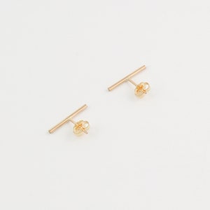 14K gold filled bar studs Sterling silver studs Rose gold filled earrings 15mm stud earrings Line stud earrings Unisex earrings zdjęcie 5