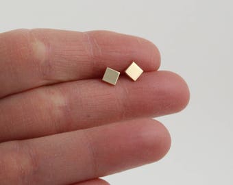 Gold square studs | 14K gold filled stud earrings | Square earrings |  Minimalist earrings | Dainty square gold studs | Small gold earrings