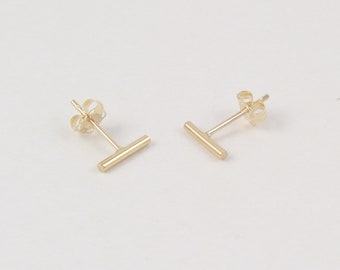 14K gold filled studs | 6mm 10mm studs | Staple bar studs | Dainty post gold earrings | Small bar stud | Tiny gold stud | Line gold earrings