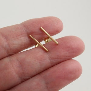 14K gold filled bar studs Sterling silver studs Rose gold filled earrings 15mm stud earrings Line stud earrings Unisex earrings 14K YellowGoldFilled