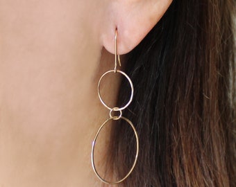14K gold filled extra long dangle earrings | Lightweight drop earrings | Long dainty gold hoop earrings | Sterling silver | Rose gold filled