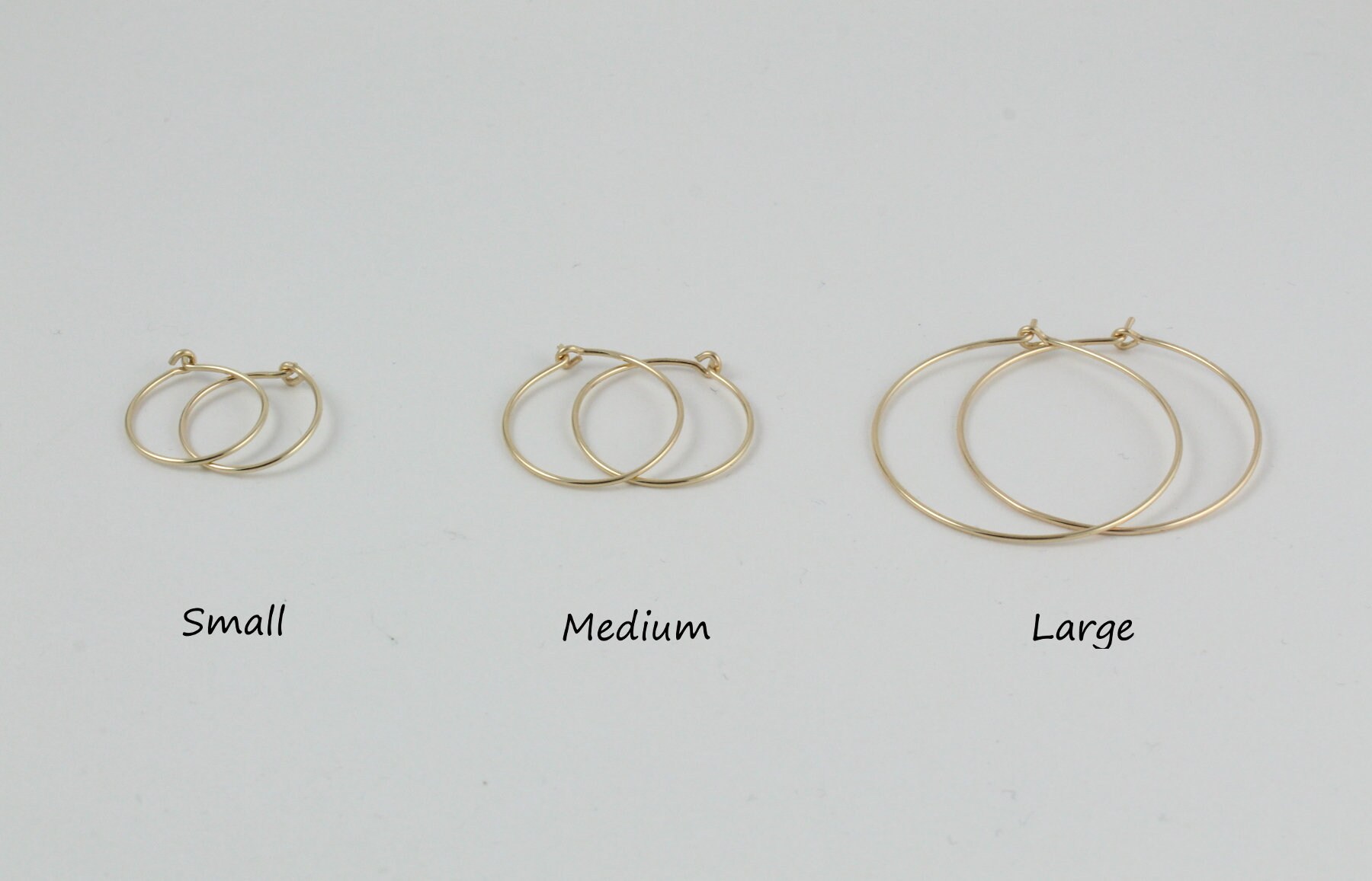 14K Gold Hoops 1 Pair of Gold Hoops Gold Hoop Earrings Etsy